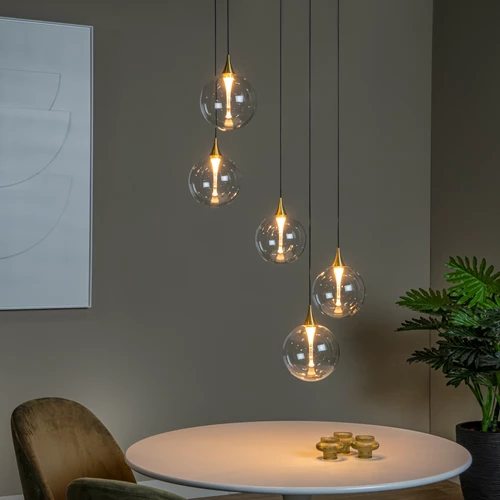 Lucide GISELA - Pendant light - Ø 48 cm - LED Dim. - 5x3,8W 2700K - Transparant | Premium - atmosphere 1